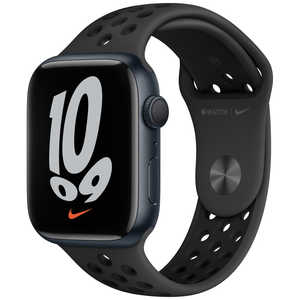 アップル Apple Watch Nike Series 7（GPSモデル）- 45mmミッドナイトアルミニウムケースとアンスラサイト/ブラックNikeスポーツバンド - レギュラー MKNC3JA