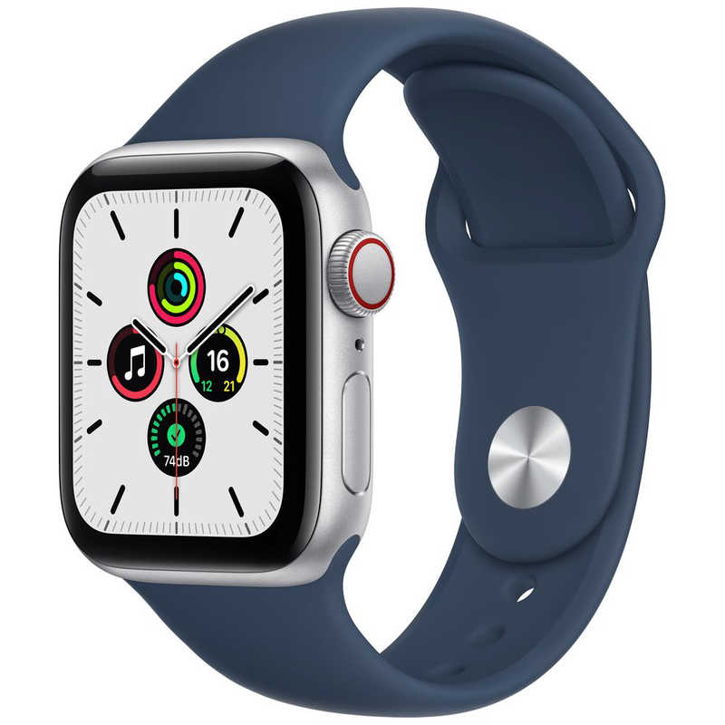 アップル Apple Watch SE(第1世代:GPS+Cellularモデル) 40mmシルバーアルミニウムケースとアビスブルースポーツバンド シルバーアルミニウム MKQV3J/A