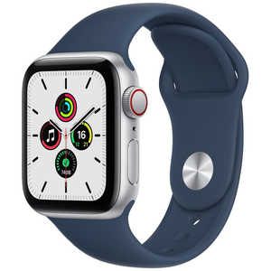 アップル Apple Watch SE（第1世代：GPS+Cellularモデル） 40mmシルバーアルミニウムケースとアビスブルースポーツバンド シルバーアルミニウム MKQV3J/A