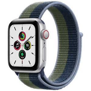 アップル Apple Watch SE（GPS+Cellularモデル） 40mmシルバーアルミニウムケースとアビスブルー/モスグリーンスポーツループ シルバーアルミニウム MKQW3J/A