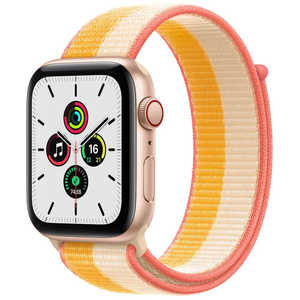 アップル Apple Watch SE（GPS+Cellularモデル） 44mm ゴールドアルミニウムケースとメイズ/ホワイトスポーツループ MKT23J/A