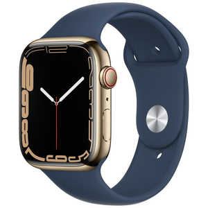 アップル Apple Watch Series 7（GPS + Cellularモデル） 45mmゴールドステンレススチールケースとアビスブルースポーツバンド - レギュラー ゴールドステンレススチール MN9M3J/A