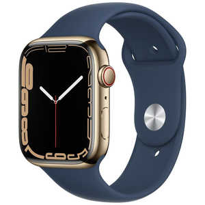 アップル Apple Watch Series 7（GPS + Cellularモデル）- 45mmゴールドステンレススチールケースとアビスブルースポーツバンド - レギュラー MN9M3JA