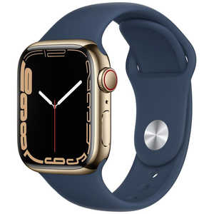 アップル Apple Watch Series 7（GPS + Cellularモデル） 41mmゴールドステンレススチールケースとアビスブルースポーツバンド - レギュラー MN9K3J/A