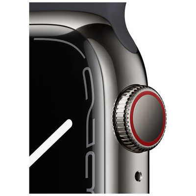 アップル Apple Watch Series 7（GPS + Cellularモデル）  41mmグラファイトステンレススチールケースとミッドナイトスポーツバンド - レギュラー グラファイトステンレススチール MNC23J/A