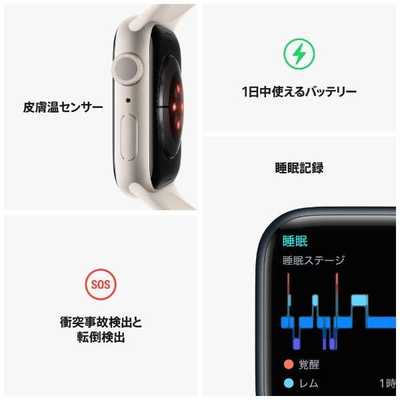 アップル Apple Watch Series 8(GPSモデル) 45mmミッドナイト