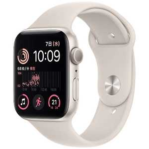 アップル Apple Watch SE(GPSモデル) 44mmスターライトアルミニウムケースとスターライトスポーツバンド - レギュラー-MNJX3J/A