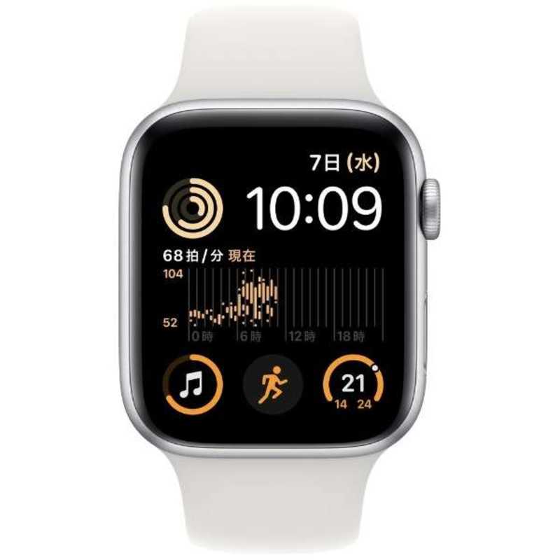 アップル アップル Apple Watch SE(GPSモデル) 44mmシルバーアルミニウムケースとホワイトスポーツバンド - レギュラー-MNK23J/A 44mmシルバーアルミニウムケースとホワイトスポーツバンド - レギュラー-MNK23J/A