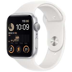 アップル Apple Watch SE(GPSモデル) 44mmシルバーアルミニウムケースとホワイトスポーツバンド - レギュラー-MNK23J/A