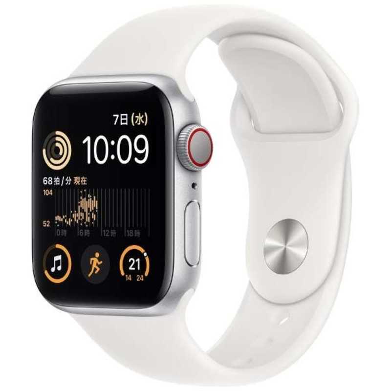 アップル アップル Apple Watch SE(GPS + Cellularモデル) 40mmシルバーアルミニウムケースとホワイトスポーツバンド - レギュラー-MNPP3J/A 40mmシルバーアルミニウムケースとホワイトスポーツバンド - レギュラー-MNPP3J/A