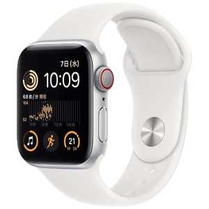 アップル Apple Watch SE(GPS + Cellularモデル) 40mmシルバーアルミニウムケースとホワイトスポーツバンド - レギュラー-MNPP3J/A