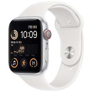 アップル Apple Watch SE(GPS + Cellularモデル) 44mmシルバーアルミニウムケースとホワイトスポーツバンド - レギュラー-MNQ23J/A