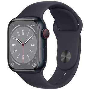 アップル Apple Watch Series 8(GPS + Cellularモデル) 41mmミッドナイトアルミニウムケースとミッドナイトスポーツバンド - レギュラー-MNHV3J/A