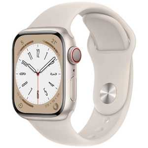 アップル Apple Watch Series 8(GPS + Cellularモデル) 41mmスターライトアルミニウムケースとスターライトスポーツバンド - レギュラー-MNHY3J/A