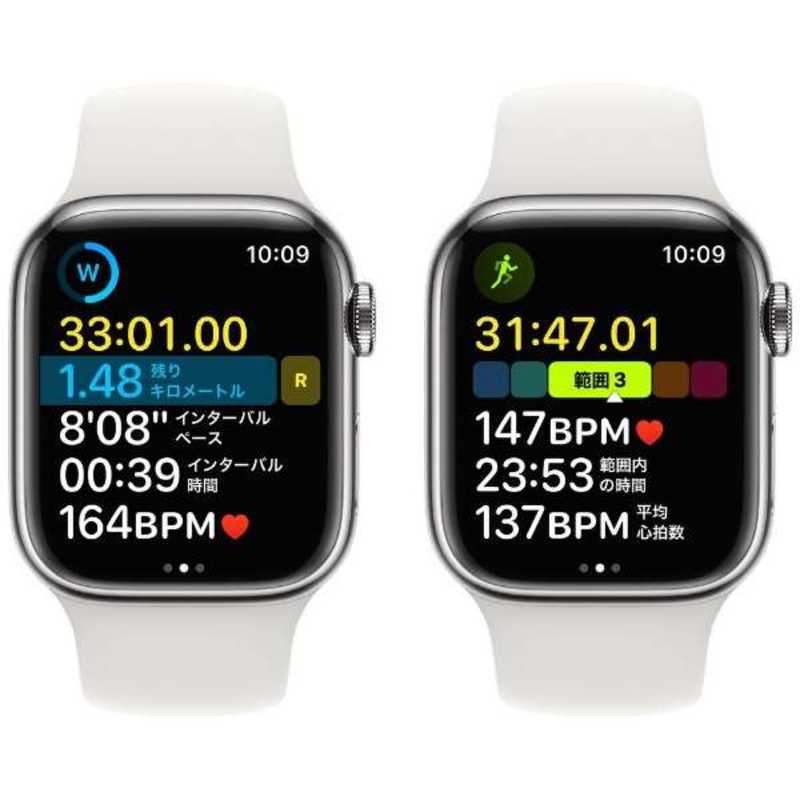 アップル アップル Apple Watch Series 8(GPS + Cellularモデル) 41mmシルバーステンレススチールケースとホワイトスポーツバンド - レギュラー-MNJ53J/A 41mmシルバーステンレススチールケースとホワイトスポーツバンド - レギュラー-MNJ53J/A
