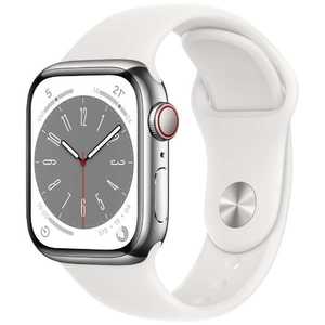 アップル Apple Watch Series 8(GPS + Cellularモデル) 41mmシルバーステンレススチールケースとホワイトスポーツバンド - レギュラー-MNJ53J/A