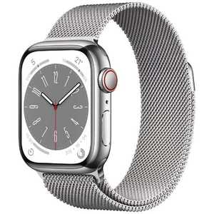 アップル Apple Watch Series 8(GPS + Cellularモデル) 41mmシルバーステンレススチールケースとシルバーミラネーゼループ-MNJ83J/A