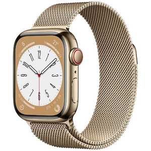 アップル Apple Watch Series 8(GPS + Cellularモデル) 41mmゴールドステンレススチールケースとゴールドミラネーゼループ-MNJF3J/A