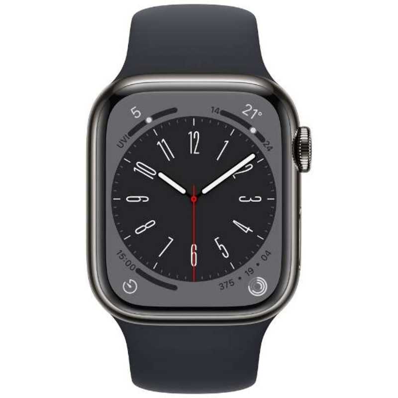 アップル アップル Apple Watch Series 8(GPS + Cellularモデル) 41mmグラファイトステンレススチールケースとミッドナイトスポーツバンド - レギュラー-MNJJ3J/A 41mmグラファイトステンレススチールケースとミッドナイトスポーツバンド - レギュラー-MNJJ3J/A