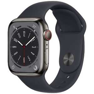 アップル Apple Watch Series 8(GPS + Cellularモデル) 41mmグラファイトステンレススチールケースとミッドナイトスポーツバンド - レギュラー-MNJJ3J/A