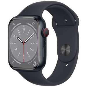 アップル Apple Watch Series 8(GPS + Cellularモデル) 45mmミッドナイトアルミニウムケースとミッドナイトスポーツバンド - レギュラー-MNK43J/A