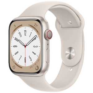 アップル Apple Watch Series 8(GPS + Cellularモデル) 45mmスターライトアルミニウムケースとスターライトスポーツバンド - レギュラー-MNK73J/A