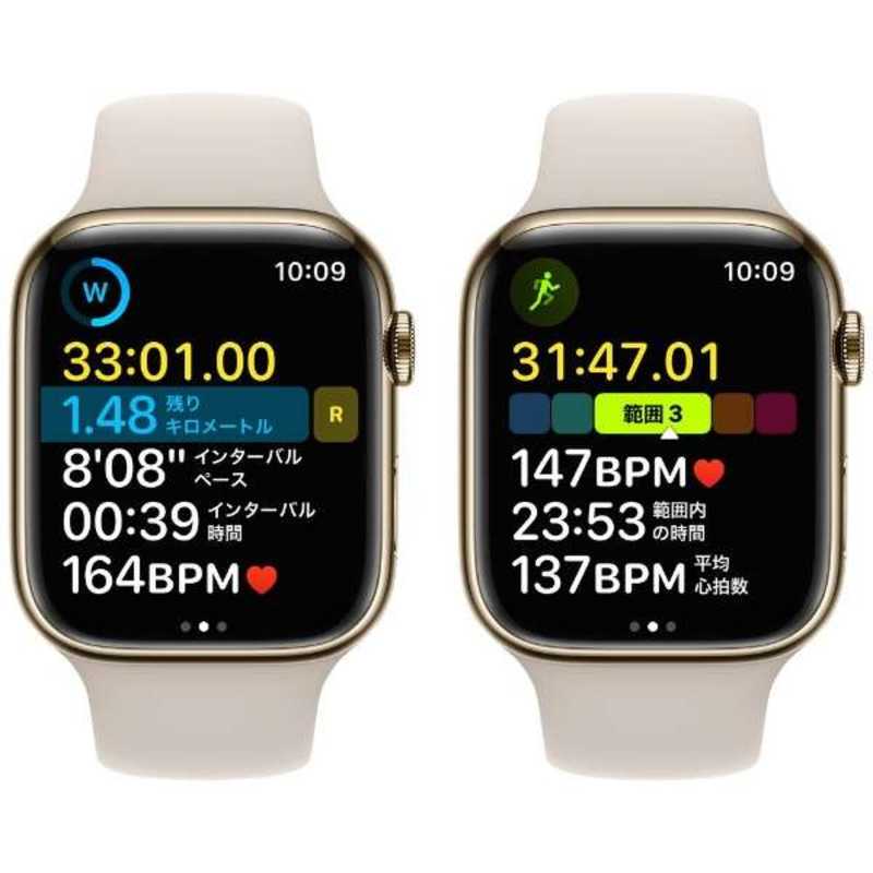 アップル アップル Apple Watch Series 8(GPS + Cellularモデル) 45mmゴールドステンレススチールケースとスターライトスポーツバンド - レギュラー-MNKM3J/A 45mmゴールドステンレススチールケースとスターライトスポーツバンド - レギュラー-MNKM3J/A
