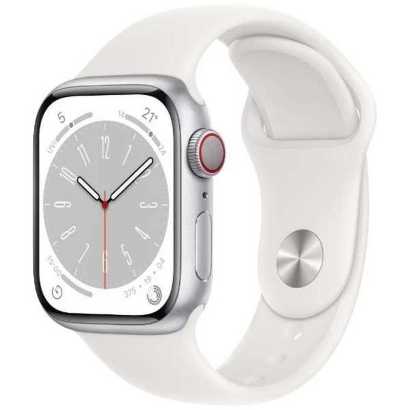 アップル アップル Apple Watch Series 8(GPS + Cellularモデル) 41mmシルバーアルミニウムケースとホワイトスポーツバンド - レギュラー-MP4A3J/A 41mmシルバーアルミニウムケースとホワイトスポーツバンド - レギュラー-MP4A3J/A