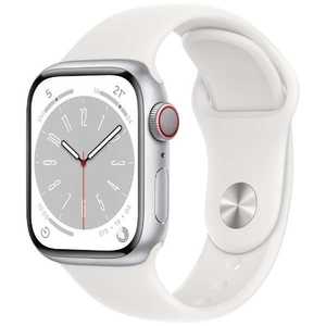 アップル Apple Watch Series 8(GPS + Cellularモデル) 41mmシルバーアルミニウムケースとホワイトスポーツバンド - レギュラー-MP4A3J/A