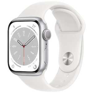 アップル Apple Watch Series 8(GPSモデル) 41mmシルバーアルミニウムケースとホワイトスポーツバンド - レギュラー-MP6K3J/A