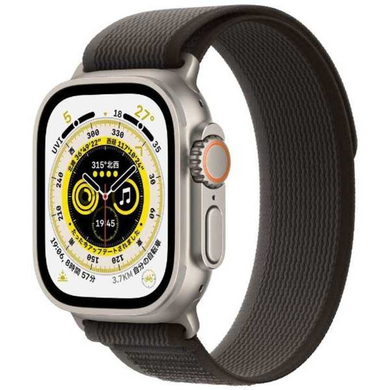 アップル アップル Apple Watch Ultra(GPS + Cellularモデル) 49mmチタニウムケースとブラック/グレイトレイルループ - S/M-MQFW3J/A 49mmチタニウムケースとブラック/グレイトレイルループ - S/M-MQFW3J/A