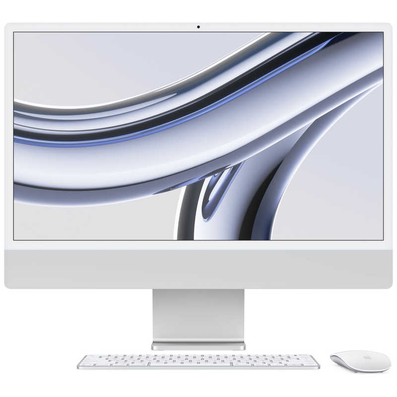 アップル アップル 24インチiMac Retina 4.5Kディスプレイモデル： 8コアCPUと10コアGPUを搭載したApple M3チップ 256GB SSD - シルバー APPLE MQRJ3J/A MQRJ3J/A