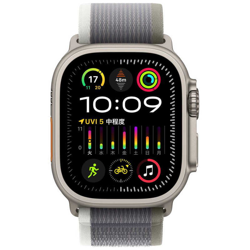 アップル アップル Apple Watch Ultra 2(GPS ＋ Cellularモデル)- 49mmチタニウムケースとグリーン/グレイトレイルループ - M/L グリーン／グレイトレイルループ M／L MRF43JA MRF43JA