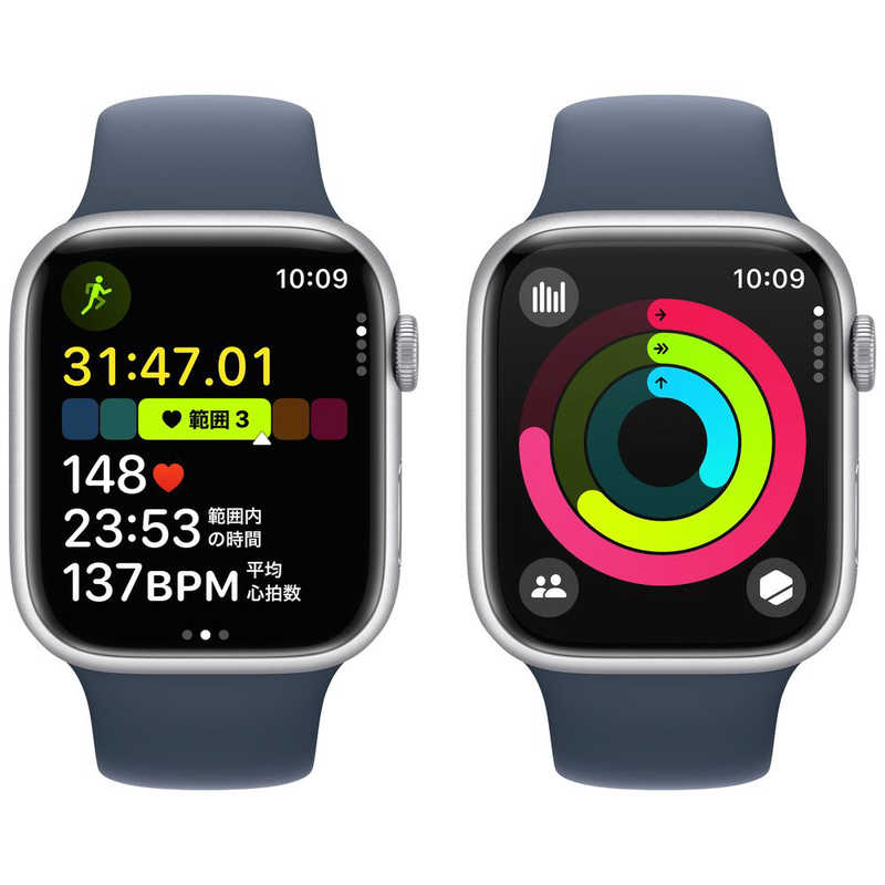 アップル アップル Apple Watch Series 9(GPSモデル)- 45mmシルバーアルミニウムケースとストームブルースポーツバンド - M/L MR9E3J/A MR9E3J/A