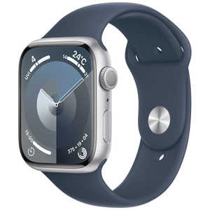 アップル Apple Watch Series 9(GPSモデル)- 45mmシルバーアルミニウムケースとストームブルースポーツバンド - S/M MR9D3J/A