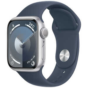 アップル Apple Watch Series 9(GPSモデル)- 41mmシルバーアルミニウムケースとストームブルースポーツバンド - M/L MR913J/A