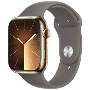 アップル Apple Watch Series 9(GPS ＋ Cellularモデル)- 45mmケースとクレイスポーツバンド - M/L ゴールドステンレススチール MRMT3JA