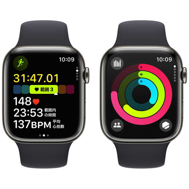 アップル アップル Apple Watch Series 9(GPS ＋ Cellularモデル)- 45mmケースとミッドナイトスポーツバンド - S/M グラファイトステンレススチール MRMV3JA MRMV3JA