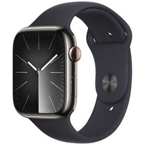 アップル Apple Watch Series 9(GPS ＋ Cellularモデル)- 45mmケースとミッドナイトスポーツバンド - S/M グラファイトステンレススチール MRMV3JA