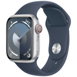 アップル Apple Watch Series 9(GPS ＋ Cellularモデル)- 41mmケースとストームブルースポーツバンド - S/M シルバーアルミニウム MRHV3JA