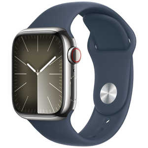 アップル Apple Watch Series 9(GPS ＋ Cellularモデル)- 41mmケースとストームブルースポーツバンド - S/M シルバーステンレススチール MRJ23JA