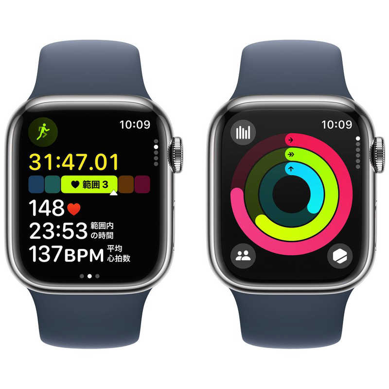 アップル アップル Apple Watch Series 9(GPS ＋ Cellularモデル)- 41mmケースとストームブルースポーツバンド - M/L シルバーステンレススチール MRJ33JA MRJ33JA