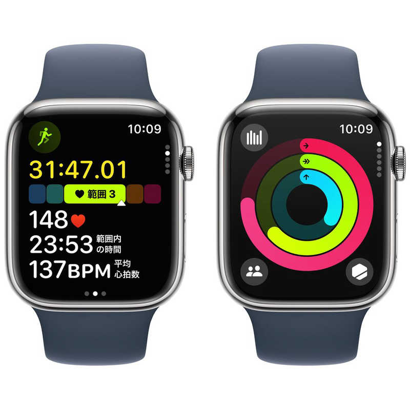 アップル アップル Apple Watch Series 9(GPS ＋ Cellularモデル)- 45mmケースとストームブルースポーツバンド - S/M シルバーステンレススチール MRMN3JA MRMN3JA