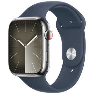 アップル Apple Watch Series 9(GPS ＋ Cellularモデル)- 45mmケースとストームブルースポーツバンド - S/M シルバーステンレススチール MRMN3JA