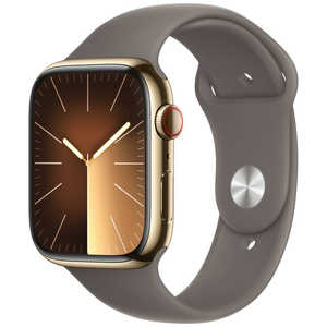 アップル Apple Watch Series 9(GPS ＋ Cellularモデル)- 45mmケースとクレイスポーツバンド - S/M ゴールドステンレススチール MRMR3JA