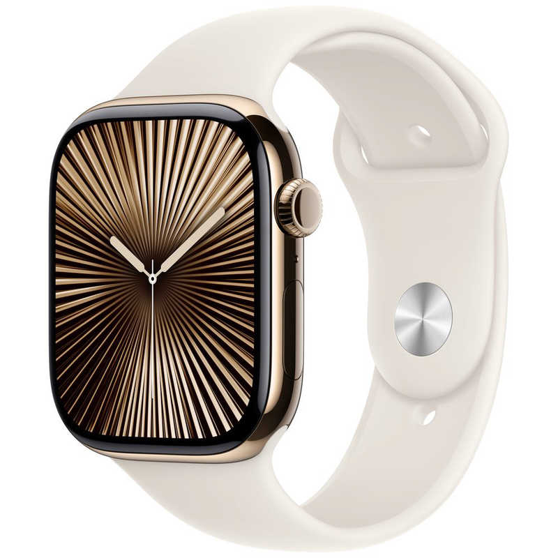 アップル アップル Apple Watch Series 10(GPS ＋ Cellularモデル)- 46mmゴールドチタニウムケースとスターライトスポーツバンド - S/M MWYX3JA MWYX3JA