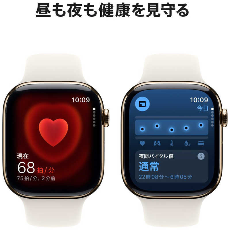 アップル アップル Apple Watch Series 10(GPS ＋ Cellularモデル)- 46mmゴールドチタニウムケースとスターライトスポーツバンド - S/M MWYX3JA MWYX3JA