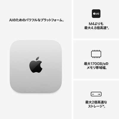アップル Mac mini Apple M6チップ搭載モデル [2026年夏モデル