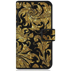 CASEMARKET SHARP AQUOS SH-M01 スリム手帳型ケース クイーン ゴールド ダマスク & ブラック ダイアリー SH-M01-BCM2S2034-78