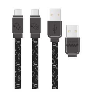 グルマンディーズ ピーナッツ USB TypeC対応 同期＆充電ケーブル ブラック SNG-744BK